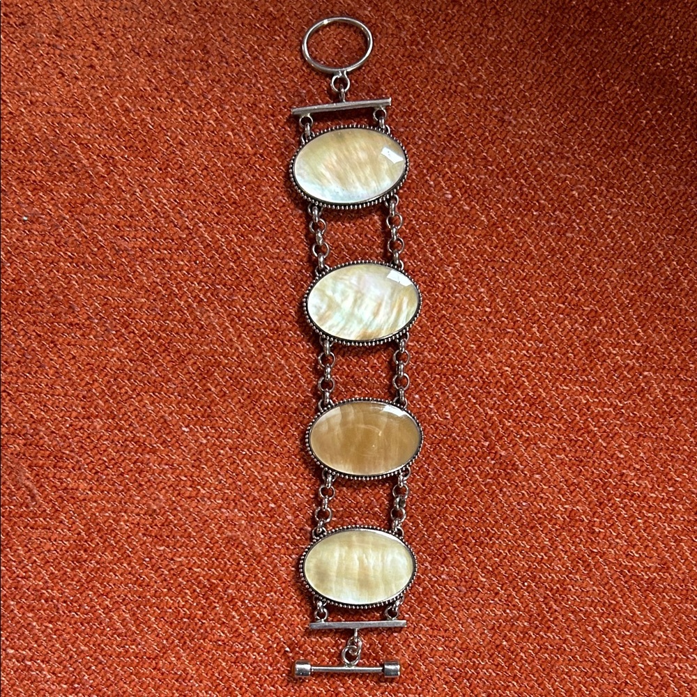 Sterling Silver and Mother of Pearl Toggle Clasp Bracelet